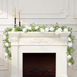 6Ft Artificial Eucalyptus Garland With Flowers, Fake Flower Rose Gypsophila, Faux Floral Greenery Garland For Wedding Spring Home Party Craft Art Table Runner Decor