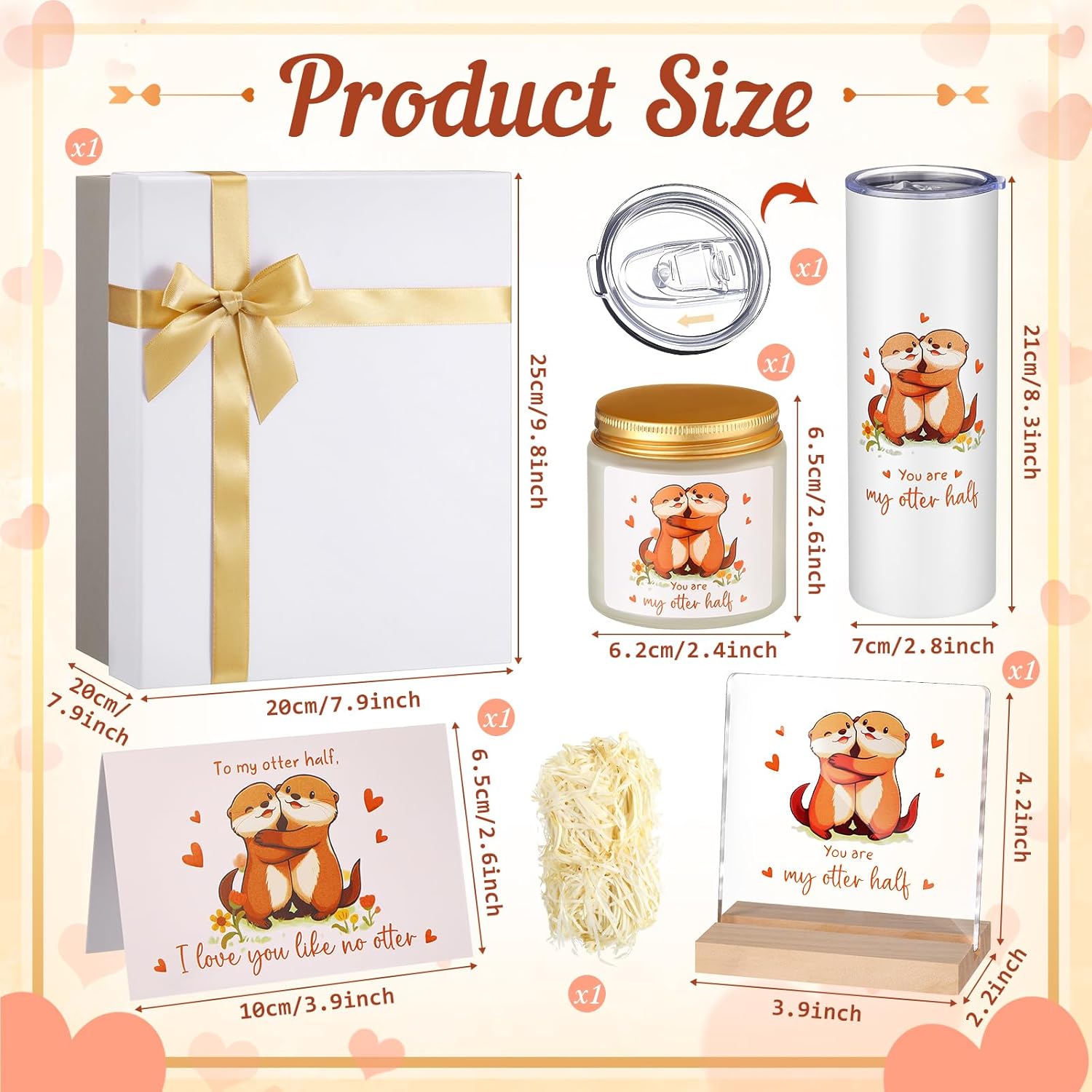 6 Pcs Valentines Day Couple Gifts You Are My Otter Half Cup Scented Candle Acrylic Desktop Stand Card And Box Wedding Anniversary Birthday Gifts For Couple