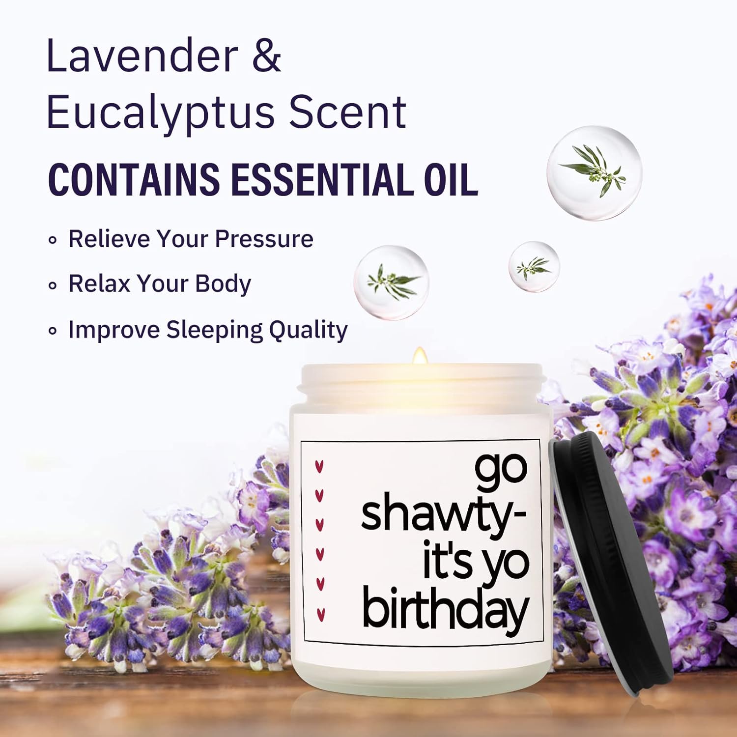 Happy Birthday Candle, Jar Candle, Lavender Scent, Female Birthday Gift