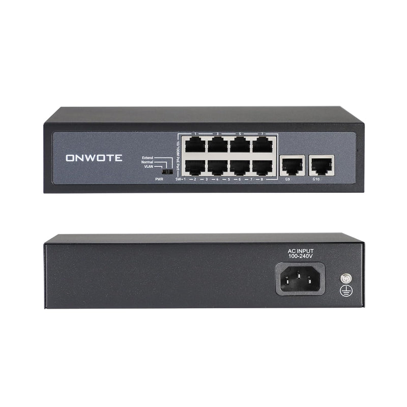 8 Ports 120W(Ac100-240V) Ethernet Poe Switch, 2 X Uplink Gigabit Rj45 Ports, S