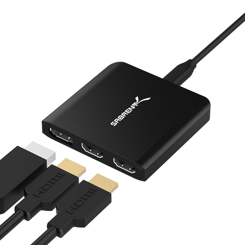 SABRENT USB Type-C to x2 HDMI and x1 DisplayPort Adapter (DA-H2D1)