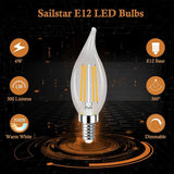 E12 LED Candelabra Bulbs 6 Pack Dimmable 60W Equivalent 3000K Warm White Filament Chandelier Lights