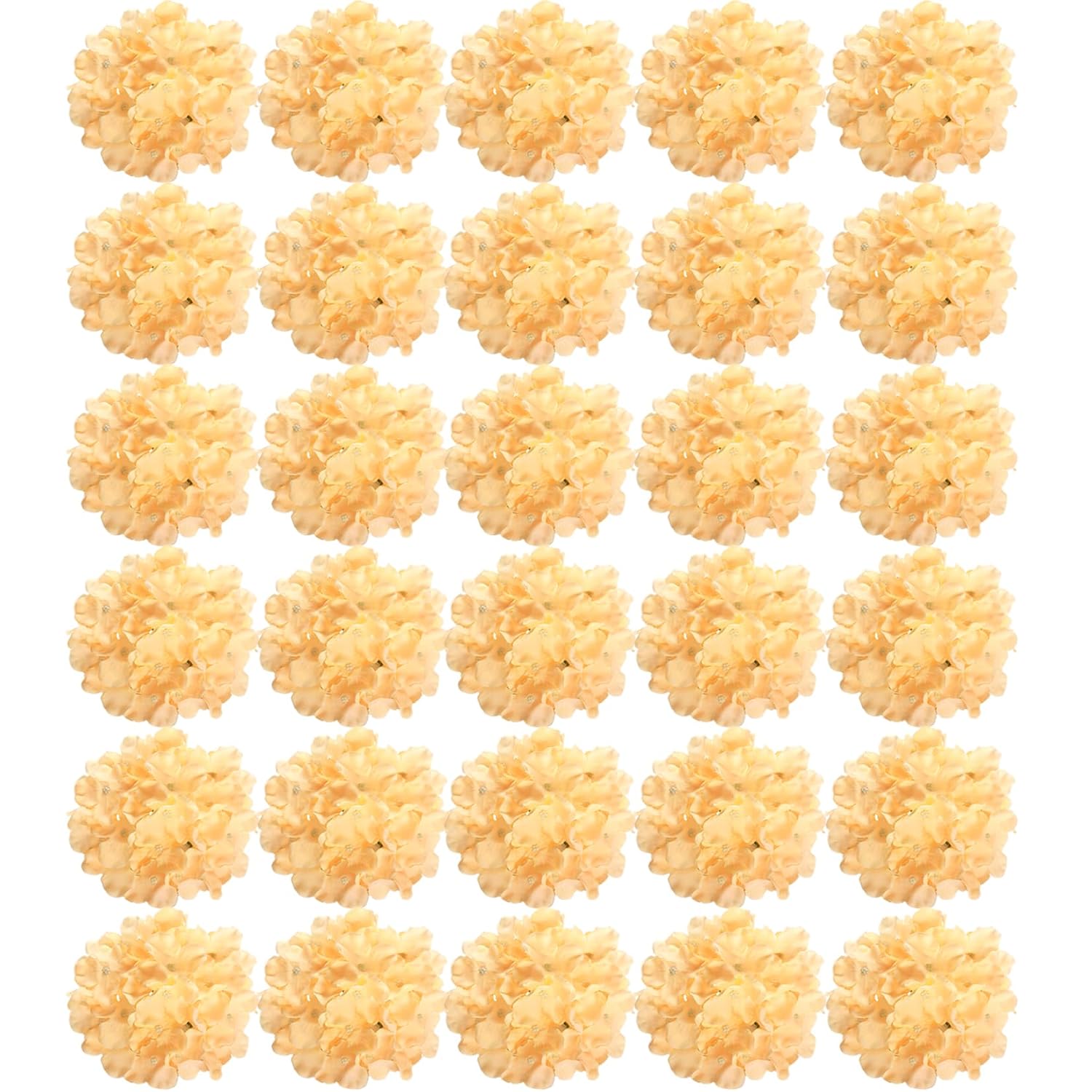 Silk Hydrangea Heads 30 Pcs Artificial Flowers Only Heads No Stems Fake Hydrangea Flowers For Home Wedding Decor No Stems (Light Yellow)