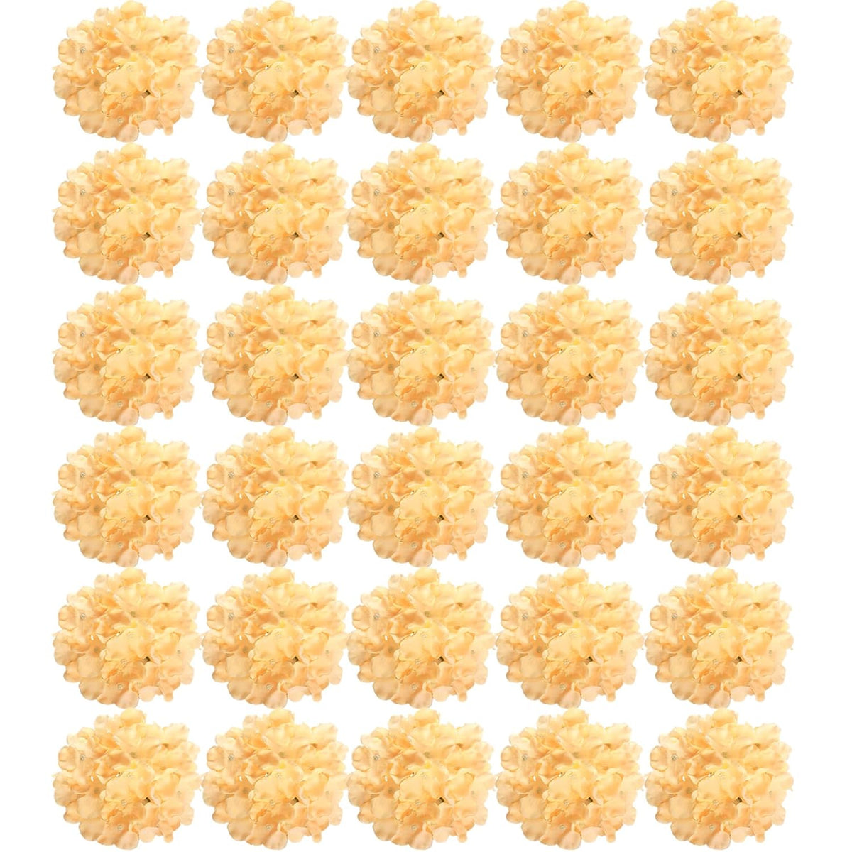 Silk Hydrangea Heads 30 Pcs Artificial Flowers Only Heads No Stems Fake Hydrangea Flowers For Home Wedding Decor No Stems (Light Yellow)