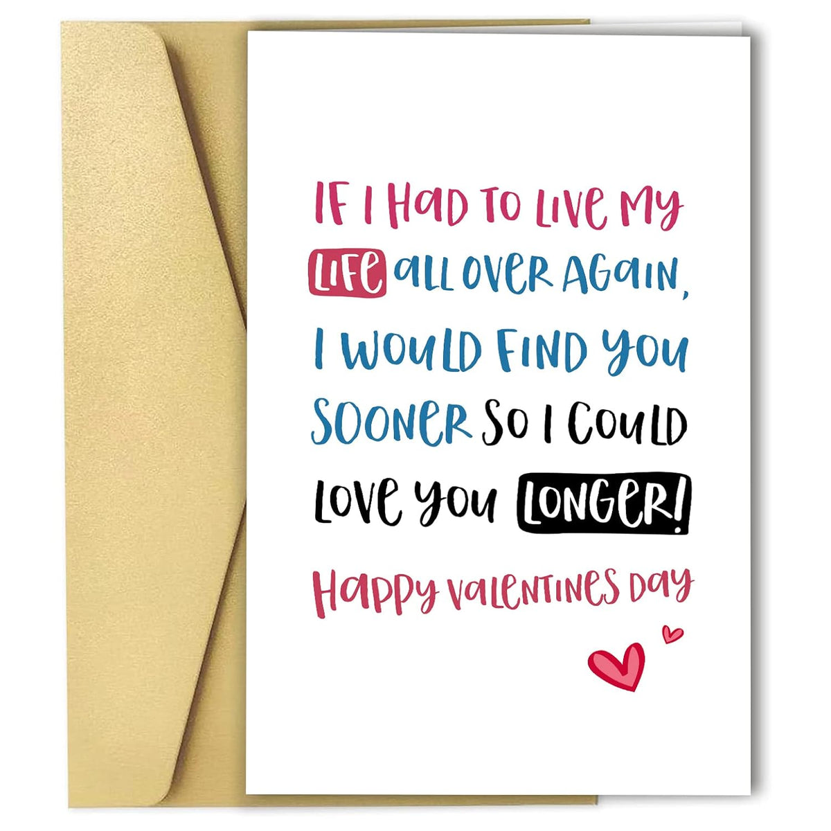 Romantic Love Poem Valentine'S Day Card, Sweet Valentines Day Card For Him Her, If I Had To Live My Life All Over Again...