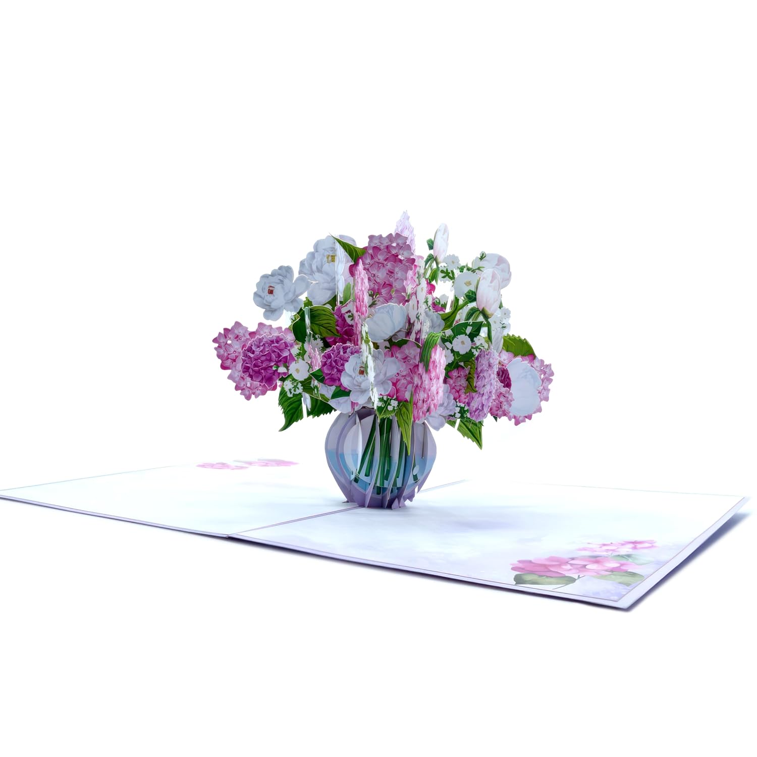 Pink Hydrangea Bouquet Pop Up Card, 3D Blooming Love Greeting Card For Birthday, Mothers Day, Valentines Day, Anniversary, Thinking Of You, All Occassions