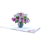 Pink Hydrangea Bouquet Pop Up Card, 3D Blooming Love Greeting Card For Birthday, Mothers Day, Valentines Day, Anniversary, Thinking Of You, All Occassions