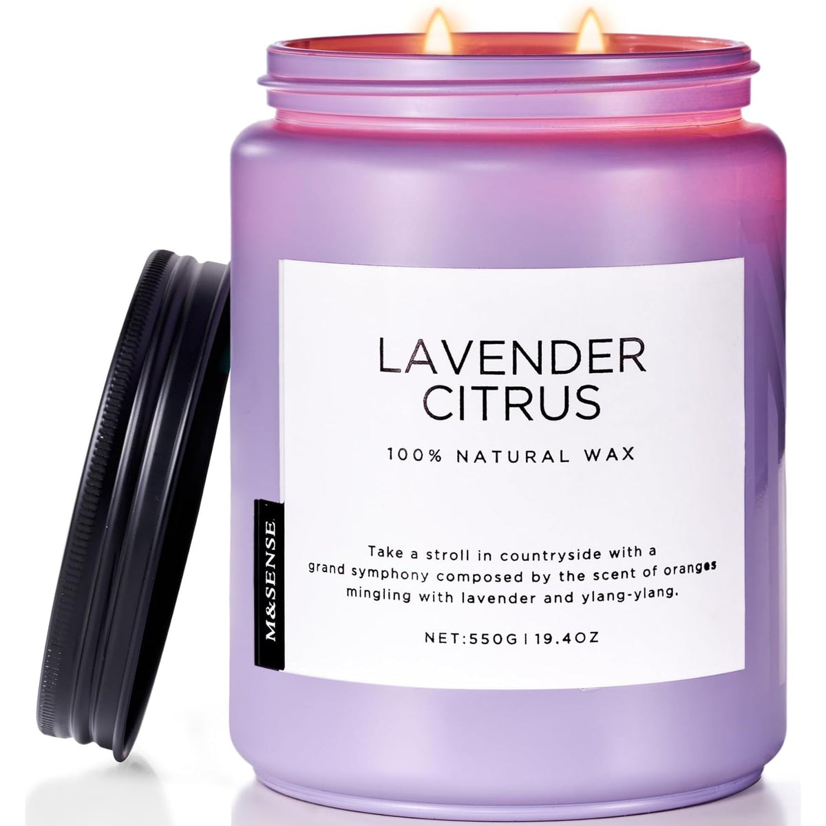 Lavender Citrus Candles, 19.4Oz 110H Burn Time Large Natural Soy Candles For Home Scented, Stress Relief Aromatherapy Gifts For Mom Friends Teacher & Spa, Bath, Yoga