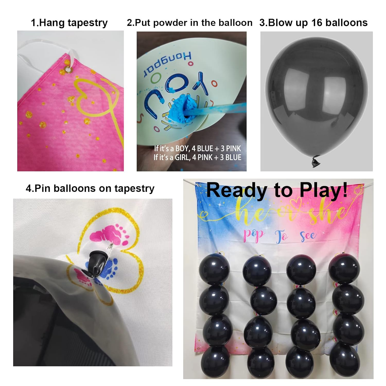 Baby Gender Reveal Dart Board Game, Reveal Balloon For Girl Or Boy, Pink And Blue Powder For He Or She Party, Gender Reveal Party Decoration Kit
