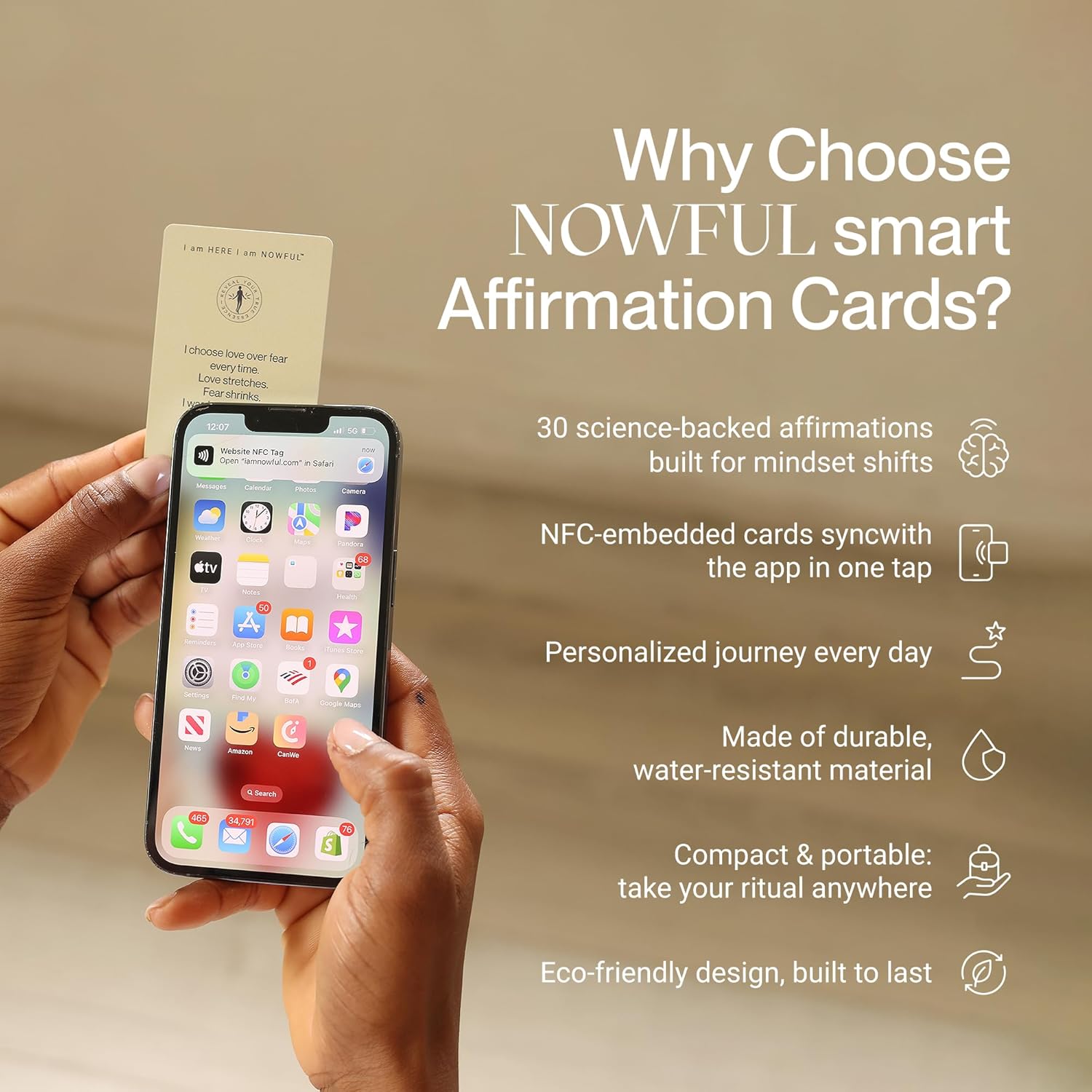 Smart Affirmation Cards – Daily Mindfulness, Motivation & Self Care Deck With Phone Tap App For Personalized Guidance, Emotional Clarity & Positive Rituals