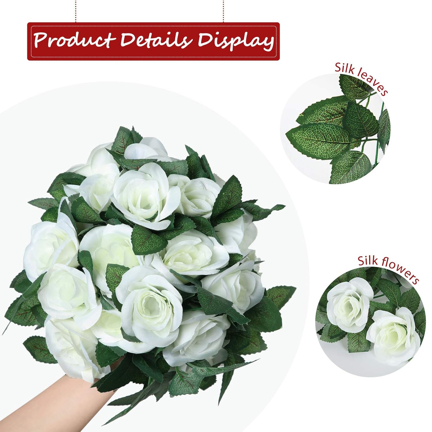 Artificial Rose Garlands Rose Vines Leaves Banners Hanging Fake Floral Garland Flower Vine For Wedding Arch Ceremony Home Garden Outdoor Party Wall Decorations, 14.4 Ft(White,2 Pieces)