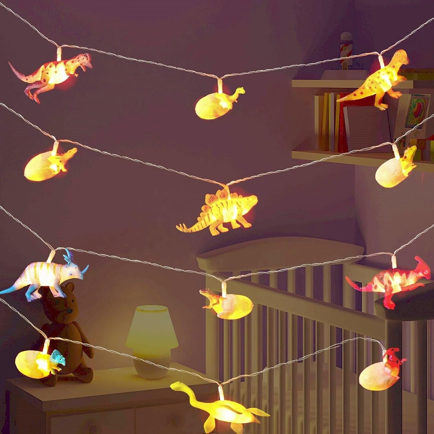 Led Dinosaur String Lights For Bedroom Battery Operated, Perfect For Boys Room, Tent, Garden, Patio, Christmas Tree Deco