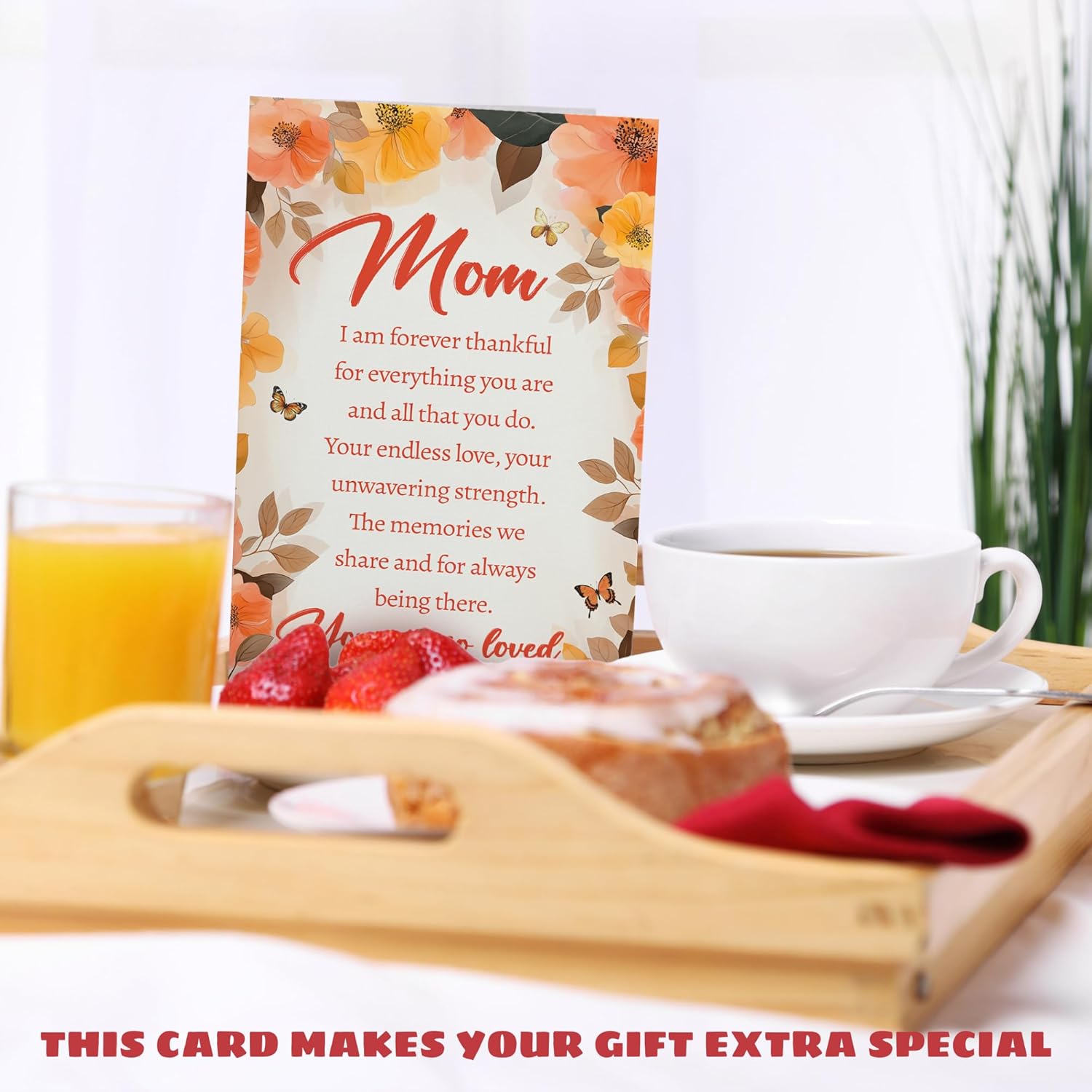 Mothers Day Cards For Mom From Daughter, Son - Mother'S Day Card For Mom - Happy Flowers Mothers Days Cards From Kids - Single 5.3''X 8'' Folded Greeting Card With Red Envelope