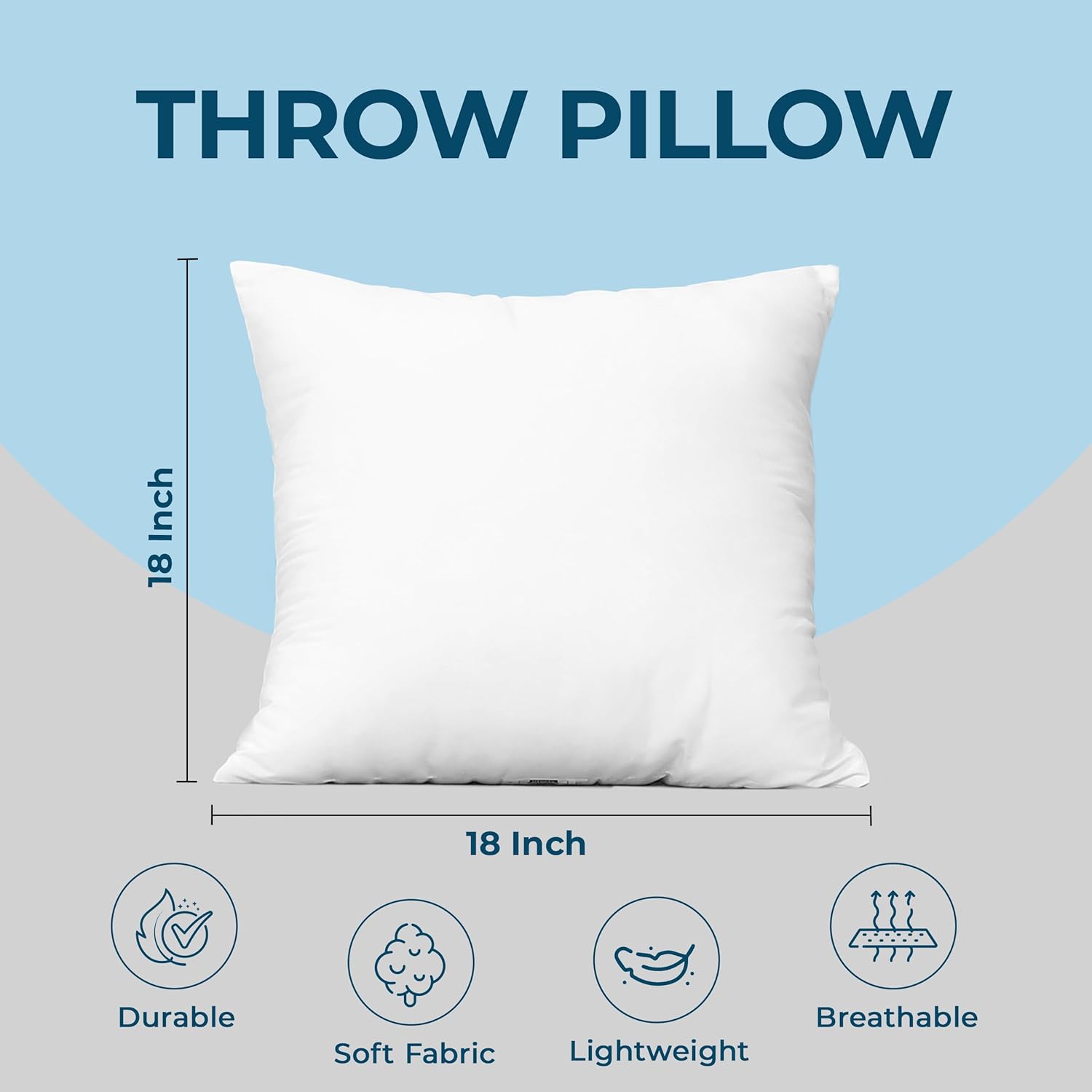 Throw Pillows (Set Of 4, White) – 18 X 18 Inches Down Alternative Pillows For Bed, Sofa, And Couch - Fluffy Decorative Stuffer Pillow For Indoors & Outdoors