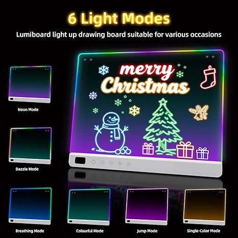 16 Inch Rechargeable LED Drawing Board Glow Doodle Note Board with 13 Light Effects for Kids