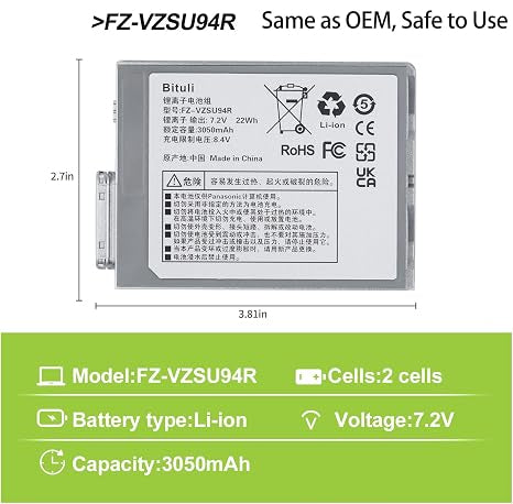 FZ VZSU94R Laptop Battery Replacement for Panasonic Toughpad FZ B2 FZ M1