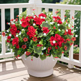 18'' Artificial Geraniums Flowers For Outdoors, 10 Bundles Mixed Fake Silk Flowers Plastic Plants Uv Resistant For Summer Garden Porch Patio Planter Kitchen Table Home Decor, Red