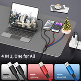 2 Pack 4 in 2 Multi Charging Cable 5FT Dual USB C USB A Universal Fast Charger Cord for iPhone 17 Android iPad