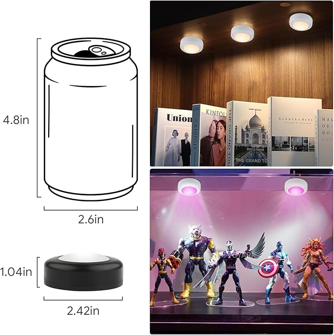 12 Pack LED Puck Lights with Remote 16 Color Under Cabinet Battery Operated Lights