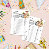 Baby Shower Game Cards, Safari Animals Who Is My Mommy Game Card For Baby Shower Party?Funny Icebreak Baby Shower Party Games Ideas Activity For Parent-To-Be, Fun And Easy, 30 Cards