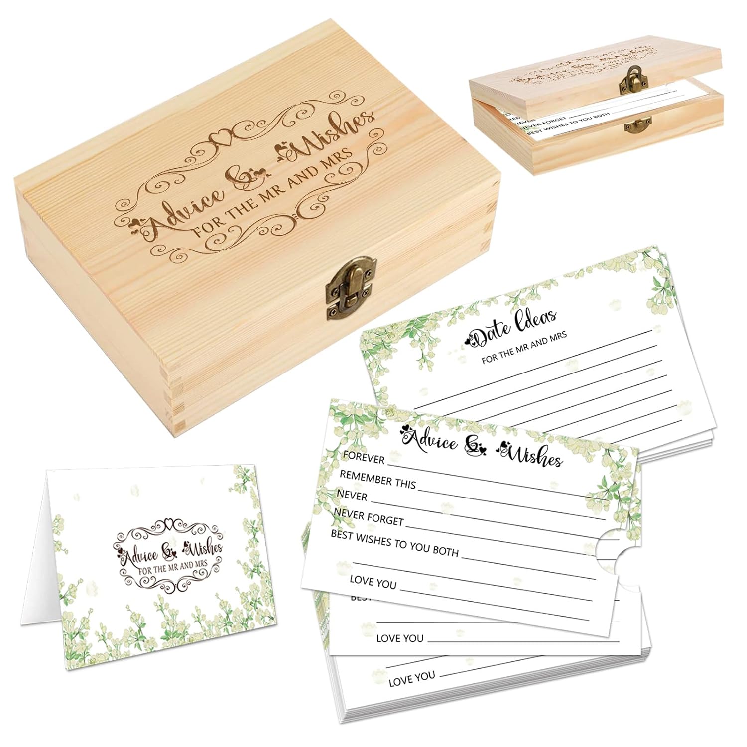 60Pcs Advice And Wishes For The Mr And Mrs, Wedding Advice Cards For Wedding Games, Bridal Shower Guest Book Advice Cards Box For Bride And Groom, Bridal Shower Decorations