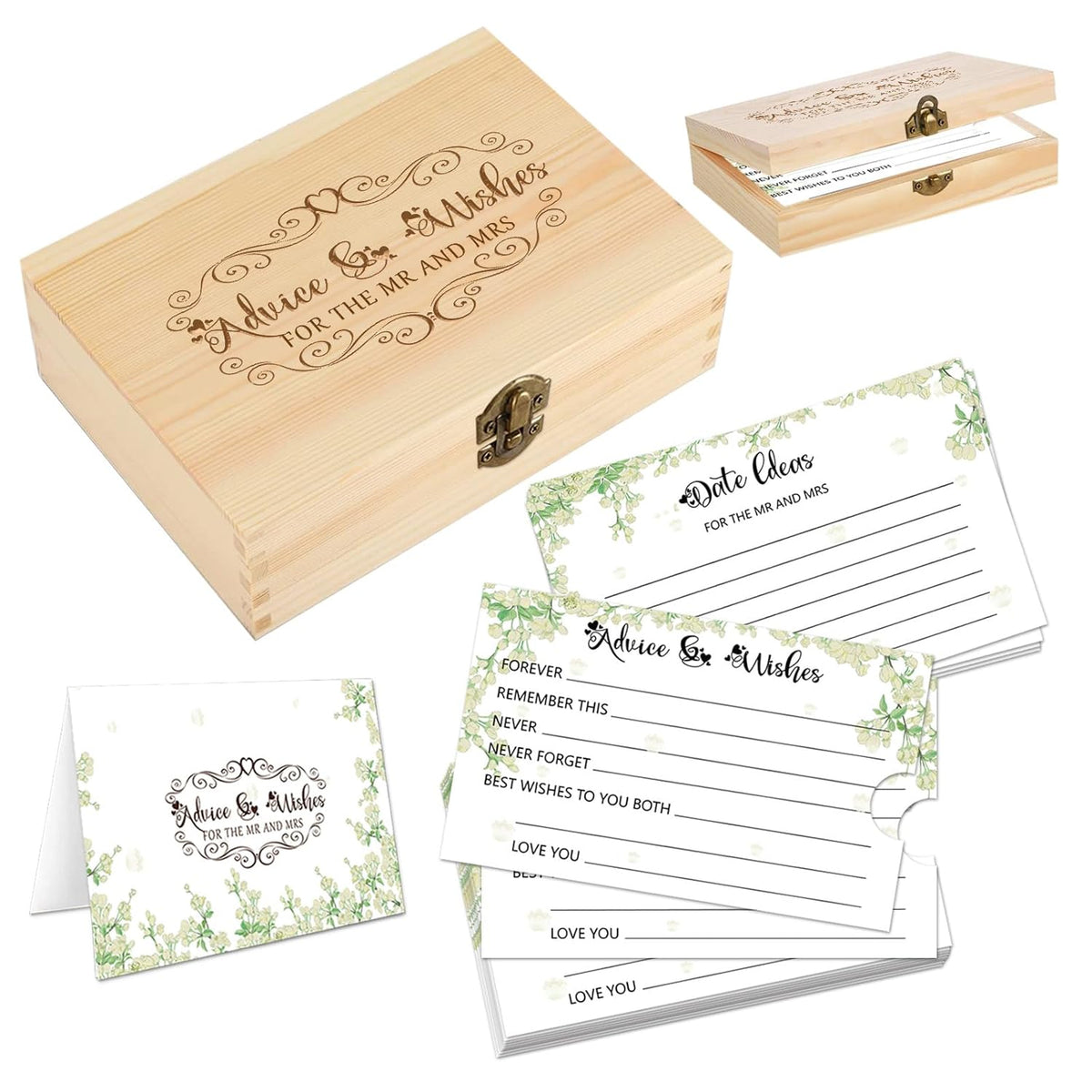 60Pcs Advice And Wishes For The Mr And Mrs, Wedding Advice Cards For Wedding Games, Bridal Shower Guest Book Advice Cards Box For Bride And Groom, Bridal Shower Decorations