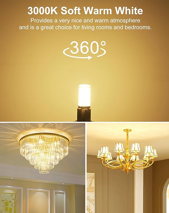 6 Pack G9 LED Bulbs Dimmable 40W Equivalent 3000K Warm White 400 Lumens 120V