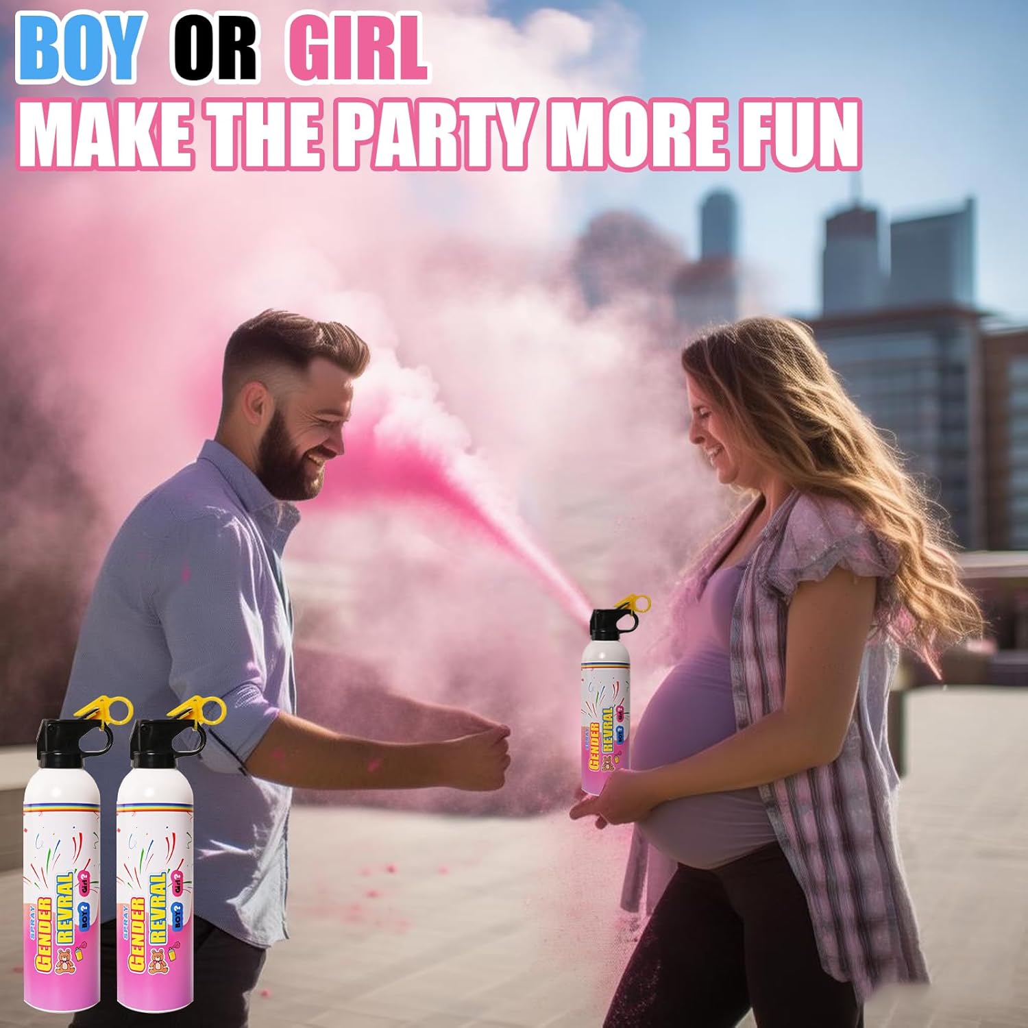 Gender Reveal Creative Fire Extinguisher Party Supplies 100% Biodegradable Creative Party Decor Creative Gender Reveal (Blue 2 Pcs)