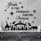 3 Pcs Nativity Scene Wall Decor Stickers Christmas Bible Quotes Christian Vinyl Wall Decal Set Jesus Is The Reason For The Season Bible Verse Wall Decals Joy To The World Wall Stickers For Home
