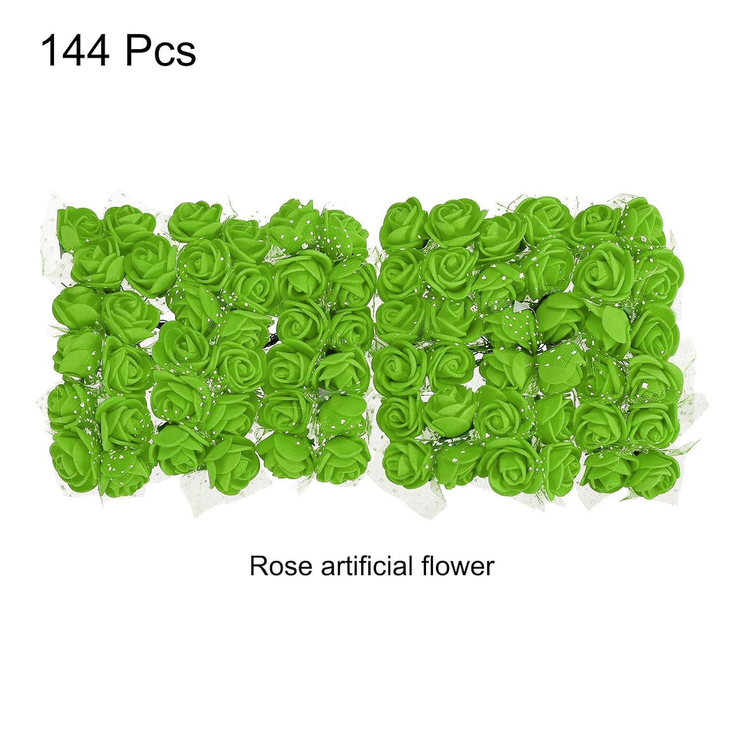 Artificial Rose Flower Heads, Green Mini Faux Flowers 0.8 Inch-1 Inch For Diy Craft Wedding And Party Decoration Pack Of 144