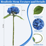 Hydrangea Artificial Flowers, 22” Real Touch Lifelike Latex Hydrangeas, Large Faux Hydrangea For Home Decor Wedding Bouquets, Royalblue, 3Pcs