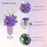 Crochet Tulips Flowers With Vase, Knitted Artificial Flower Bouquet, Artificial Plant Hand-Woven Flowers For Home Office Ornaments Gifts For Woman Mother Family Friends Anniversaries (Purple)