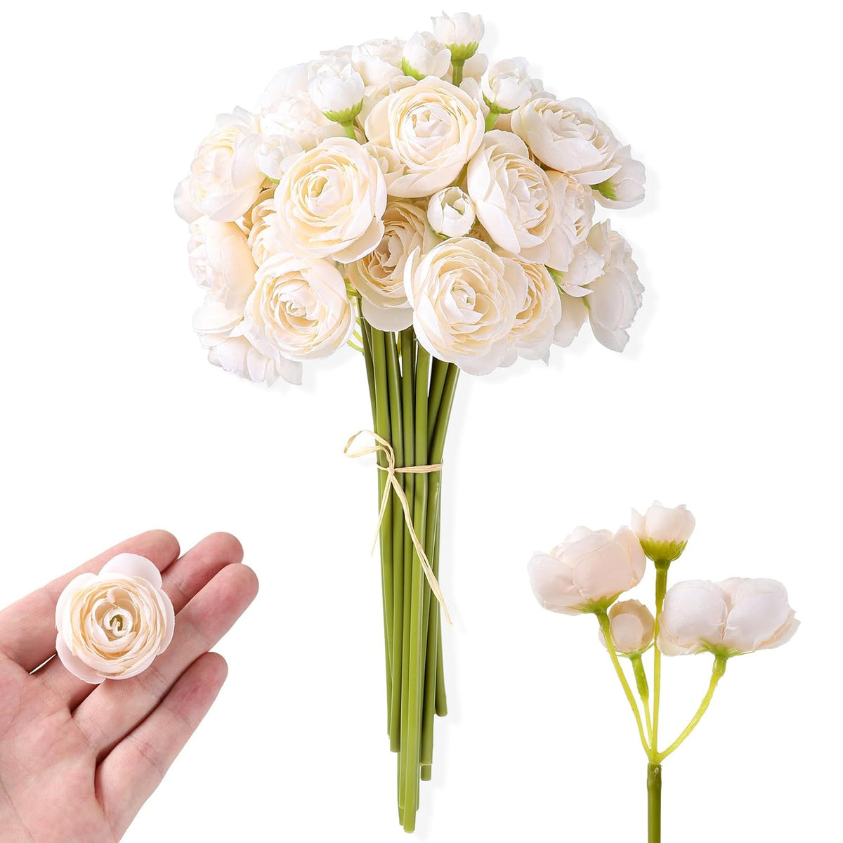 Ranunculus Artificial Flower 18 Pcs Faux Silk Mini Ranunculus Flowersfaux Silk Mini Ranunculus-Flowers For Home Decor, Wedding, Table Centerpiece And Bridal Shower Decorations & Arrangements
