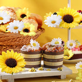 165Pcs Artificial Sunflower Heads Tiny Bees Craft Decoration 2.8"And 3.9" Sunflower Fabric, 1.6" And 2.4" Mini Fabric Daisy Flower Heads Bulk For Summer Art Diy Craft Home Beehive Party Wedding