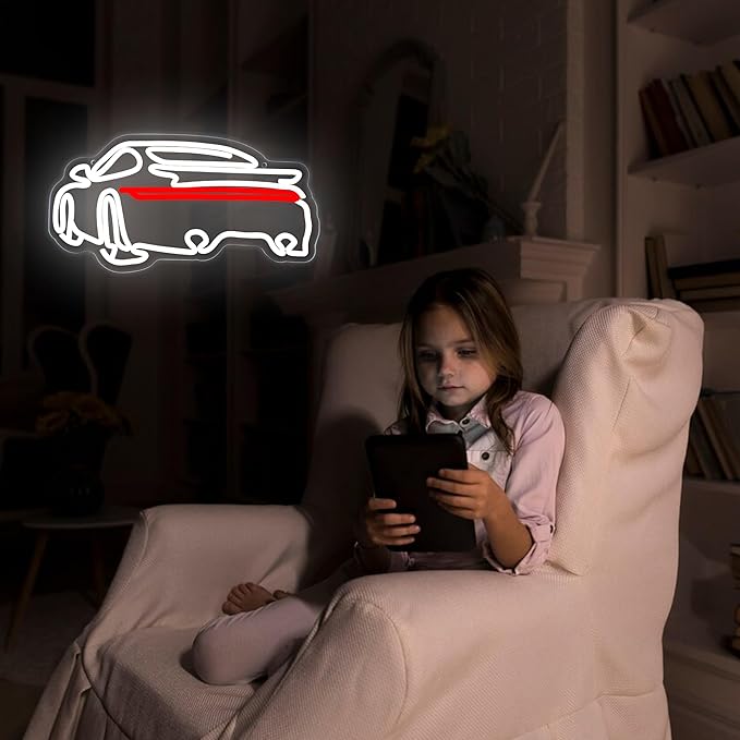 Sports Car Neon Sign Dimmable LED Wall Light USB Garage Decor for Boys Room Man Cave Bar