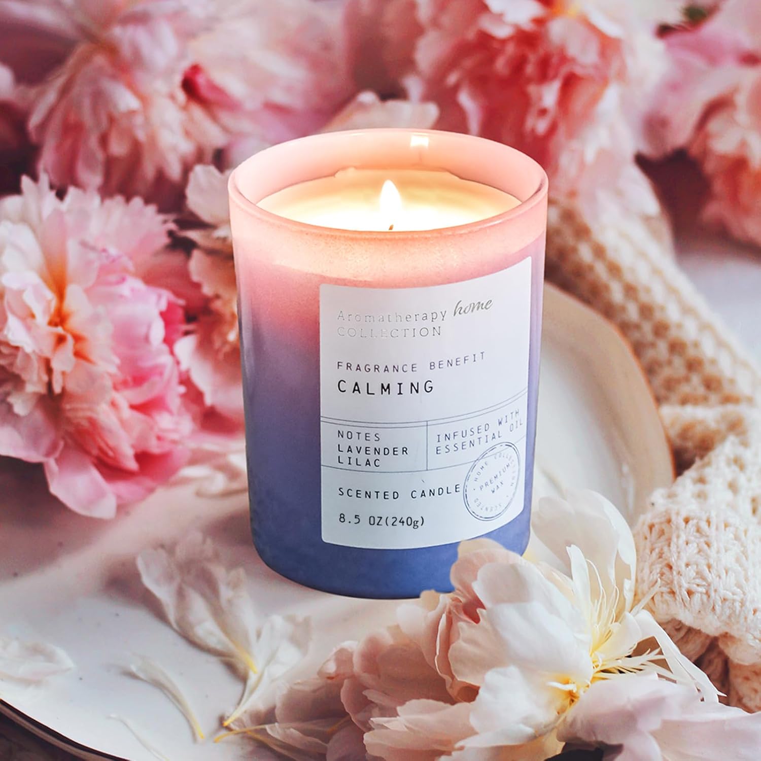 Lavender & Lilac Scented Candles - Spring Candles - Natural Soy Wax Purple Candles For Home Scented,Candle Gift For Women & Men,8.5Oz