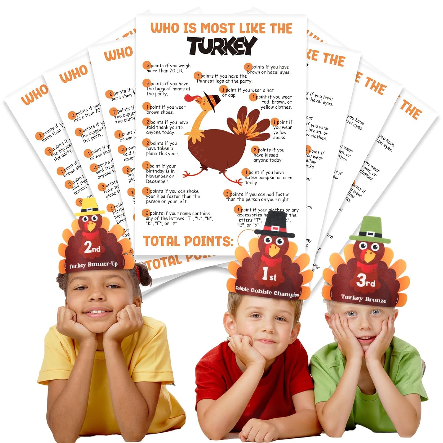 33 Thanksgiving Games For Adults Kids 30 Players Who Is Most Like The Turkey Game Cards With 3 Turkey Headbands Fall Thanksgiving Party Games For Family Activity Classroom Friendsgiving Favor