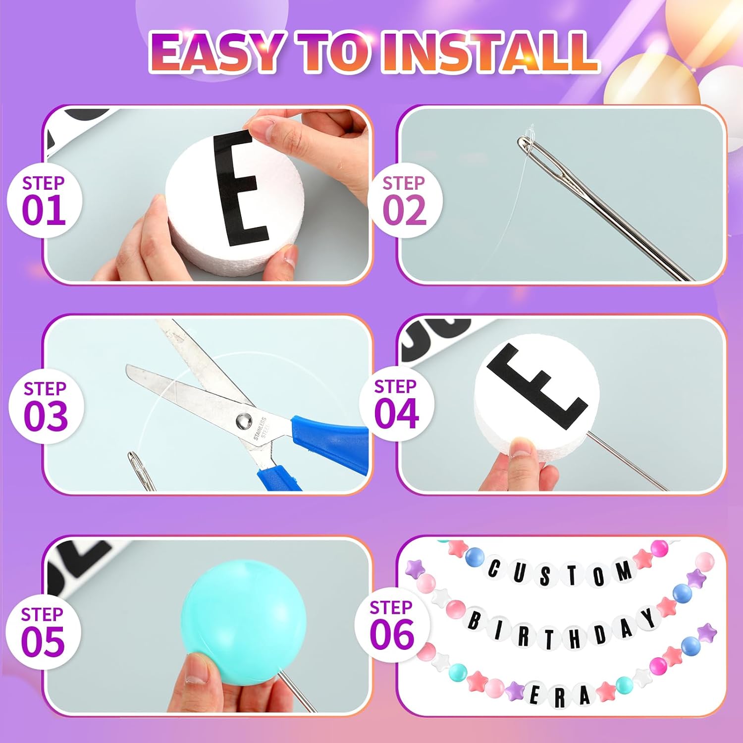 103 Pcs Giant Friendship Bracelet Garland Diy Birthday Halloween Christmas Jumbo Friendship Bracelet Banner Kit Famous Singer Customizable Party Wedding Decor(Macaron Color)