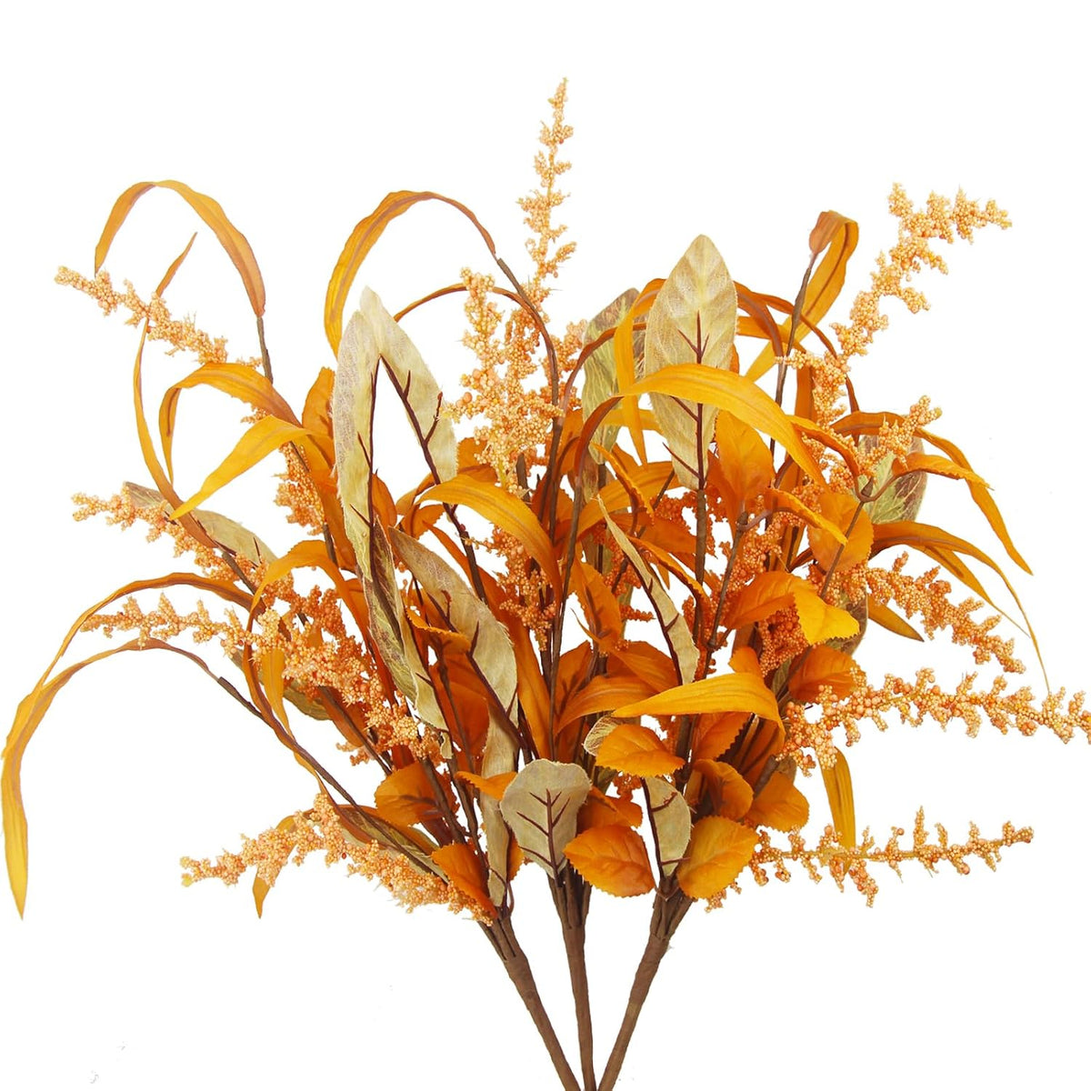 3 Pcs Artificial Fall Flowers Autumn Flowers Artificial For Decoration Fall Bouquet Maple Leaves Wheat Floral Arrangement Faux Fall Flower Branches For Thanksgiving Table Centerpieces Decor