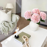 Pink Flowers Silk Artificial Hydrangeas, 4Pcs 22" Lifelike Large Silk Flowers With Stems, Artificial Flowers For Wedding Bouquet Table Centerpieces Outdoor Home
