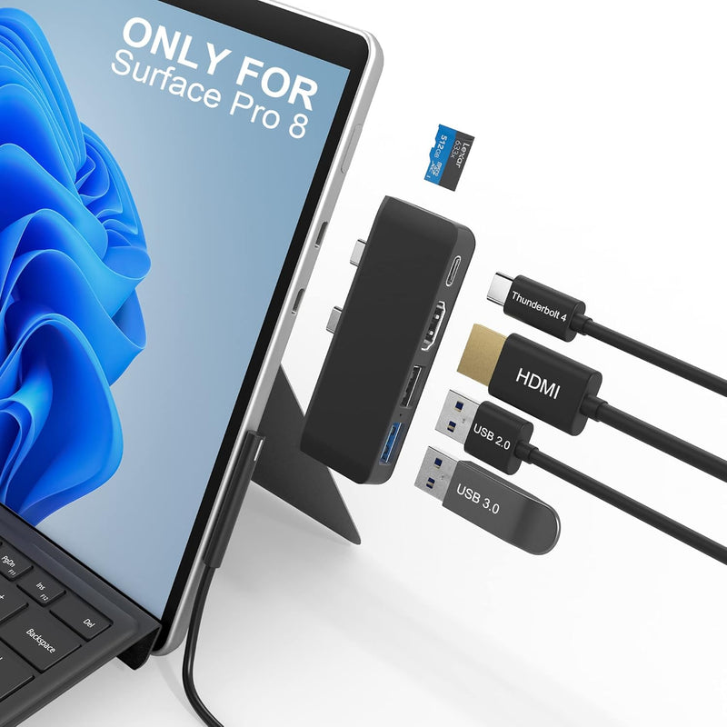 Surface Pro 8 Hub Docking Station With Usb-C Thunerbolt 4 (Display+Data+Pd Cha