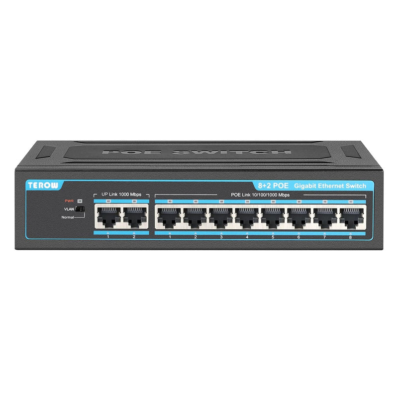 10-Port Gigabit Poe+ Network Switch: Featuring 8 Poe+ Ports, 2 Enhanced Uplink