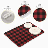 Red And Black Buffalo Plaid Dish Drying Mat 18X24 For Kitchen Merry Christmas Winter Xmas Dishes Pad Dish Drainer Rack Mats Absorbent Fast Dry Kitchen Accessories