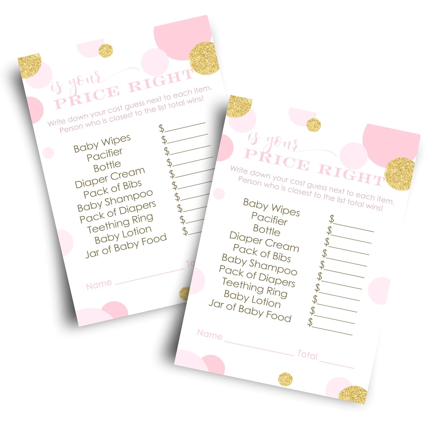 Pink And Gold Baby Shower Games Girl - Guess The Price Is Right Baby Shower Activities For Guests Prizes, Twinkle Little Star Theme Ideas Princess, 4X6, 25 Cards