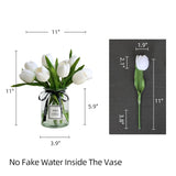 10Pcs Fake Faux Tulips In Vase,Silk White Tulipanes Tulips Artificial Flowers Real Touch Arrangements With Vase For Desk Table Decoration Home Decor
