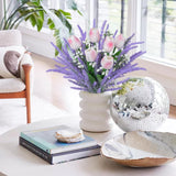 9Pcs Tulips Artificial Flowers 13" Faux Floral Arrangements Mixed Purple Lavender Bouquet Realistic Fake Flowers For Vase Table Centerpiece Kitchen Gifts Home Room Office Wedding Decoration Light Pink