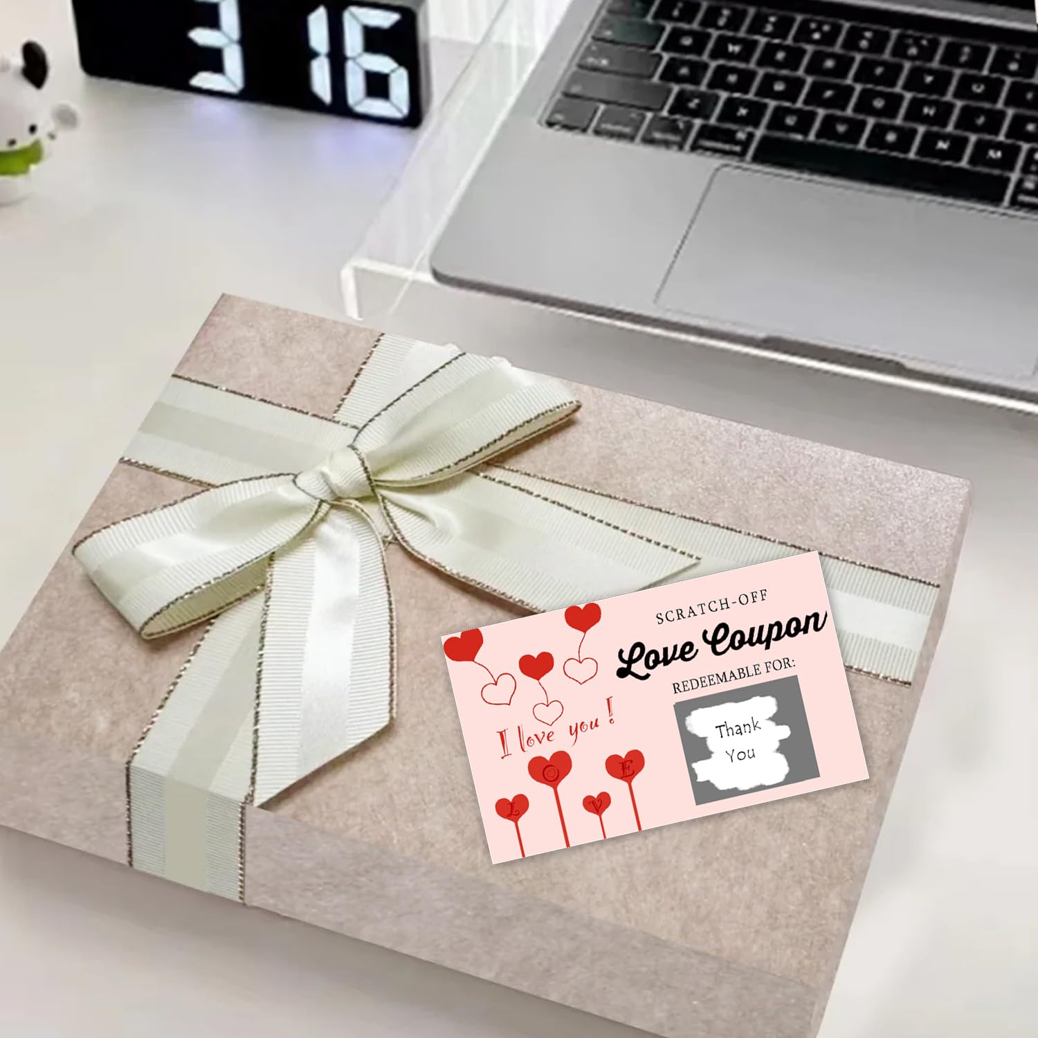 50 Pcs Valentine'S Day Scratch Off Cards 2X3.5Inch Love Coupons Scratch Off Notes Card For Husband, Wife, And Children