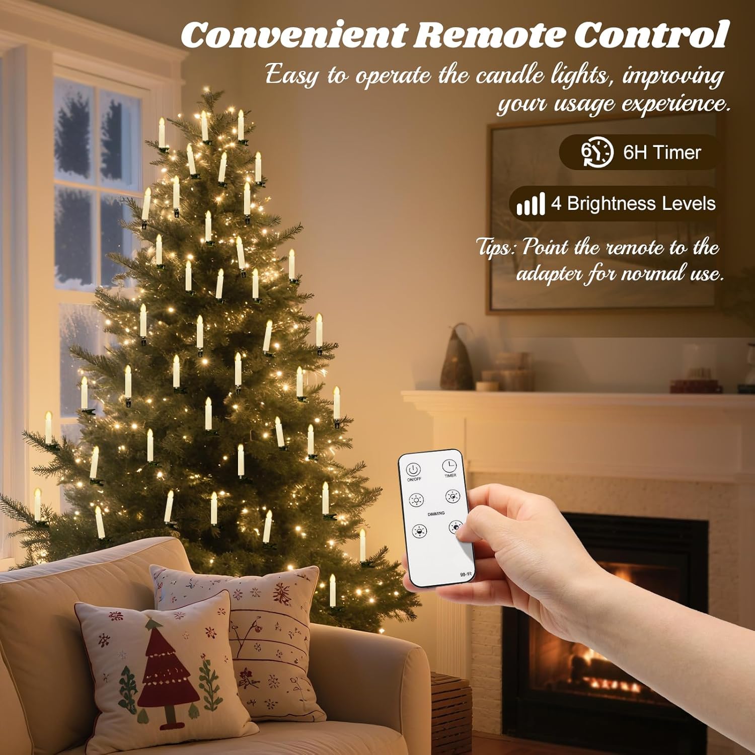 Christmas Tree Candle Lights 20 Led, Flickering Clip On Flameless Candles With Remote Timer & 4 Modes, Xmas Tree Candle Lights Holiday Ornaments For Trees Windows Party Wedding, Beige
