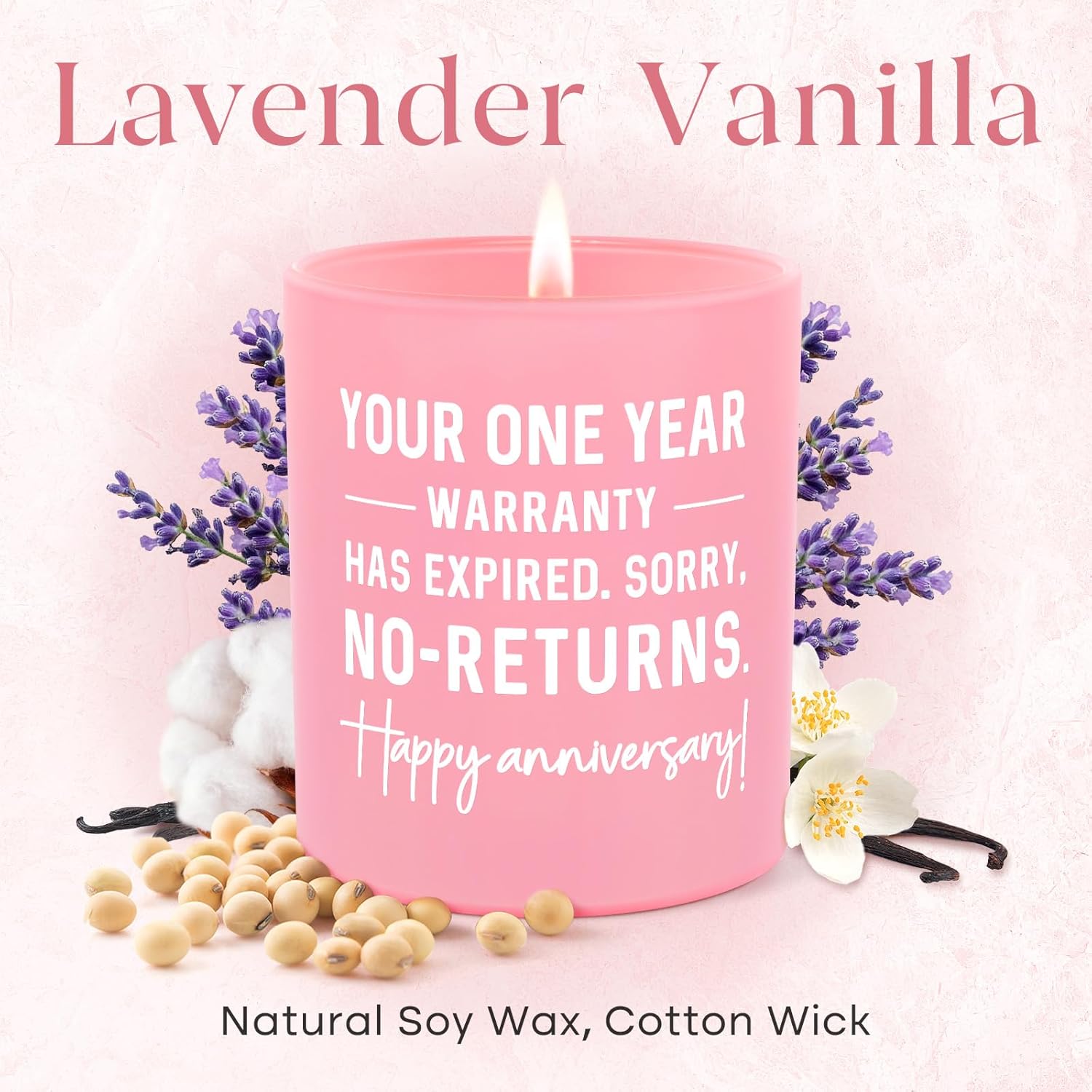 1 Year Anniversary Candle Gifts For Boyfriend Girlfriend, Unique 1Th One Year Wedding Anniversary Romatic Gifts For Couples Wife Husband, Handmade Lavender Scented Candle 10Oz