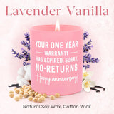 1 Year Anniversary Candle Gifts For Boyfriend Girlfriend, Unique 1Th One Year Wedding Anniversary Romatic Gifts For Couples Wife Husband, Handmade Lavender Scented Candle 10Oz